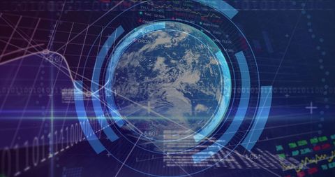 Futuristic Digital Earth with Data Processing Visuals - Download Free Stock Images Pikwizard.com
