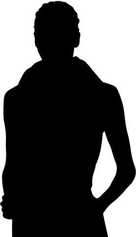Silhouette of woman with towel on neck on transparent background