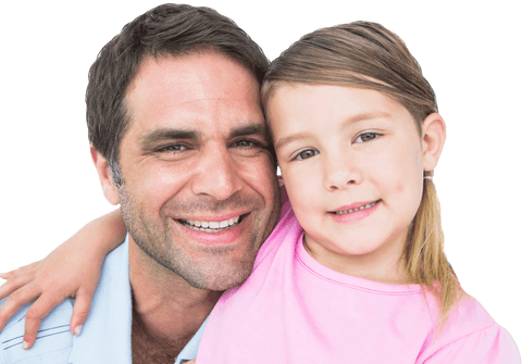 Transparent Father and Daughter Smiling Portrait