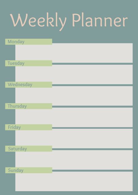 Detailed weekly planner template featuring minimalist design, perfect for organizing tasks and schedules. Ideal for professionals, students, and busy individuals to efficiently manage their week. This printable planner helps prioritize tasks for each day, making it useful for project planning, personal goals, and maintaining a balanced routine.