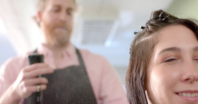 Professional Hairdresser Styling Woman's Hair at Salon - Download Free Stock Images Pikwizard.com