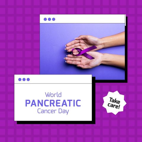 World Pancreatic Cancer Day Banner with Purple Ribbon - Download Free Stock Templates Pikwizard.com