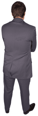 Transparent Back View of Businessman With Arms Crossed