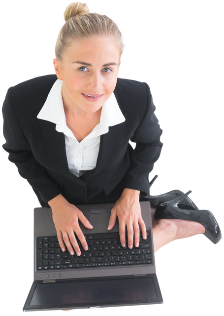 Transparent Smiling Businesswoman Using Laptop Isolated - Download Free Stock Videos Pikwizard.com