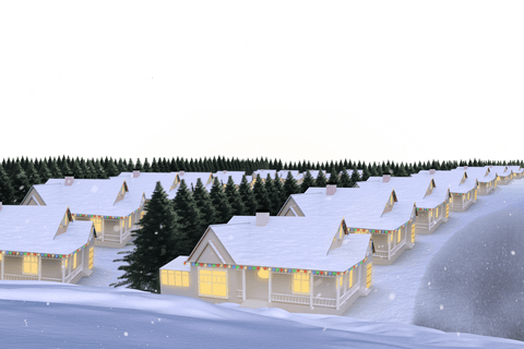 transparent cottages with christmas lights in snowy landscape - Download Free Stock Videos Pikwizard.com