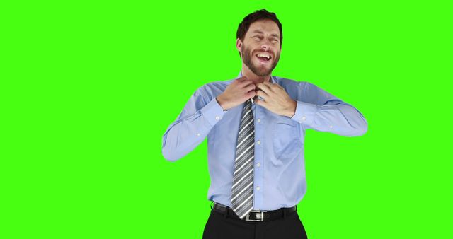 Businessman Loosening Tie Relaxed Smiling Green Screen Background - Download Free Stock Images Pikwizard.com