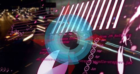 Futuristic data processing with digital interface overlay