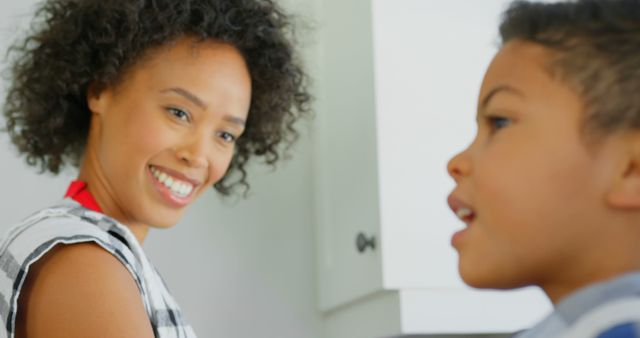 Smiling African American Mother and Son Spending Time Together - Download Free Stock Images Pikwizard.com