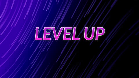 Level Up Neon Sign with Dynamic Background Effect