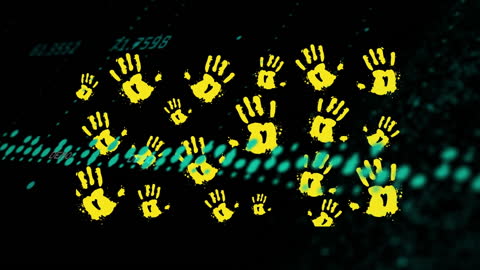 Digital Handprints Over Data Visualization