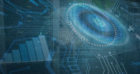 5G Network Connections and Data Processing Technological Interface - Download Free Stock Images Pikwizard.com