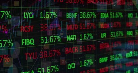 Digital Stock Market Data Displaying Various Ticker Symbols - Download Free Stock Images Pikwizard.com