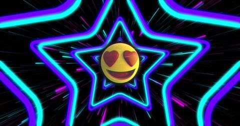 Heart Eyes Emoji with Neon Starburst Background - Download Free Stock Images Pikwizard.com