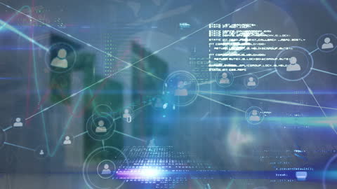 Futuristic Digital Network Concept with Data Processing Elements