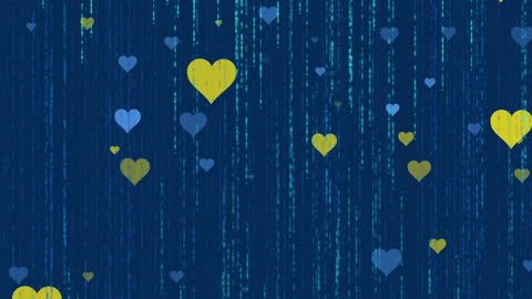 Hearts Falling with Light Trails in Supportive Animation