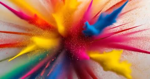 Vibrant Colorful Explosion Sends Plumes in Multidirectional Blast