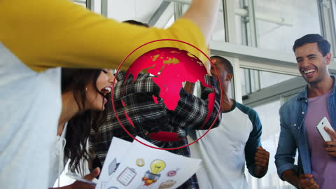 Enthusiastic Team Celebrating Successful Business Presentation