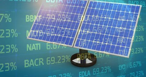 Cryptocurrency Trading Board with Solar Panels and Green Energy Concept - Download Free Stock Images Pikwizard.com