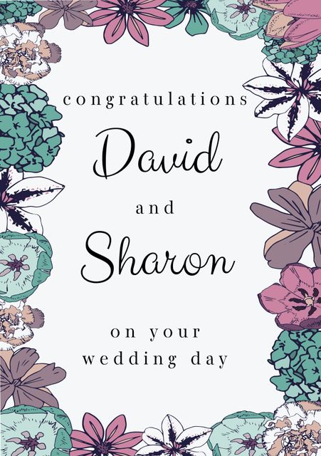 This image is perfect for wedding announcements, greeting cards, and romantic celebration messages. Ideal for sharing on social media, sending to friends or loved ones, or as part of wedding invites. The floral design adds an elegant touch, suitable for wedding-themed projects and celebratory graphics.