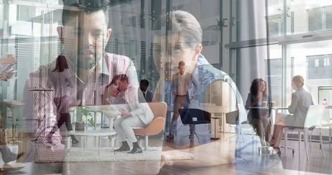 Multiracial Professionals Collaborating in Modern Office Environment