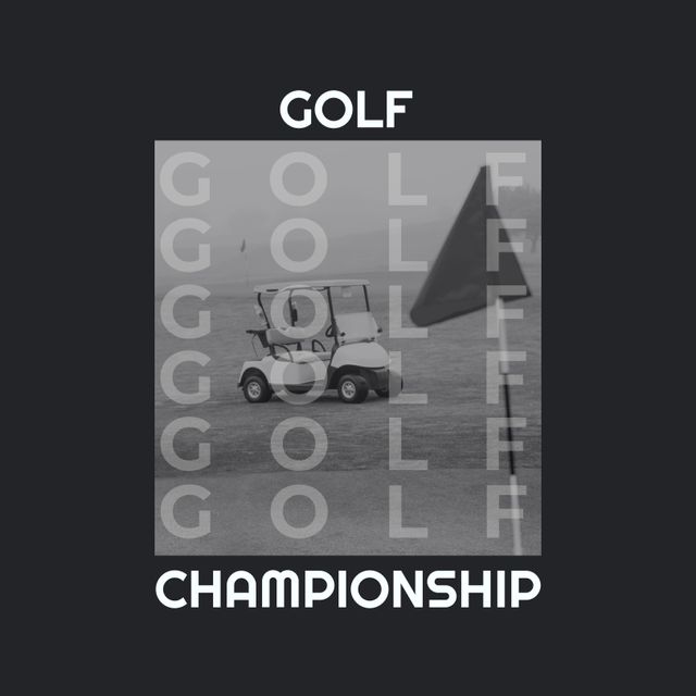 Golf Championship Poster with Golf Cart and Flag - Download Free Stock Templates Pikwizard.com