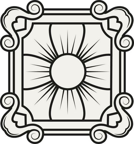 Elegant floral motif with scrollwork on transparent background