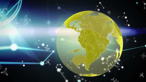 Futuristic Conceptual Image of Glowing Global Connections