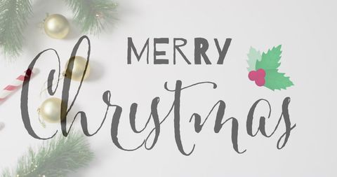 Festive Christmas Greeting with Candy Cane and Baubles - Download Free Stock Images Pikwizard.com
