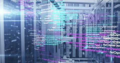 Data Processing Concept with Code Overlay on Server Racks - Download Free Stock Images Pikwizard.com