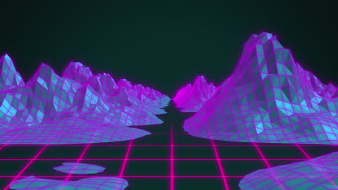 Retro Futuristic Landscape in Grid Network