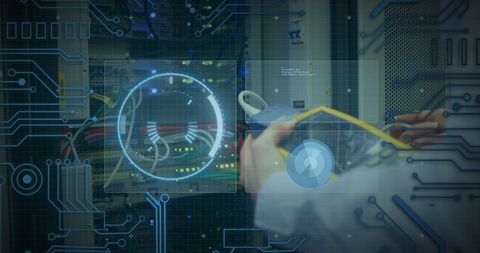 Global networking illustration with digital interfaces