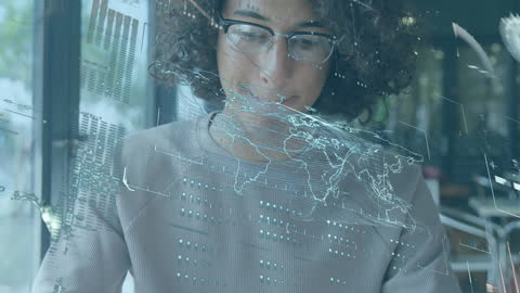 Man Engaging with Global Data Interface Overlay