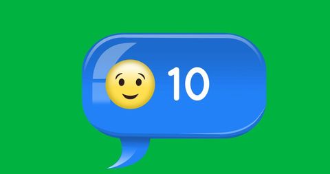 Digital communication with emoticons on green background