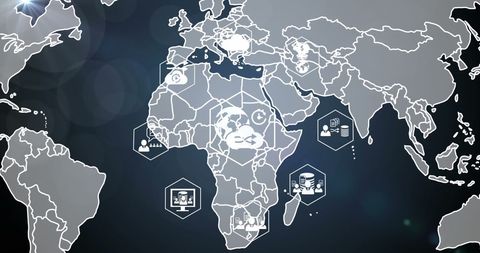 Digital Icons and Global Map Highlighting Business Technology - Download Free Stock Images Pikwizard.com
