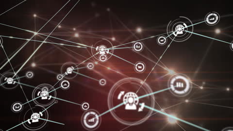 Digital Network with Icons Representing Connectivity