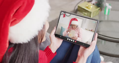 Christmas Video Call with Tablet Device and Sparking Joy