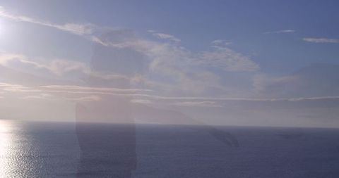 Ethereal Ocean Landscape Merging with Serene Woman Silhouette - Download Free Stock Images Pikwizard.com
