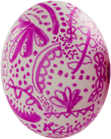 Transparent floral pink easter egg isolated on white background