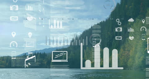 Data Interface Over Scenic Landscape Visuals