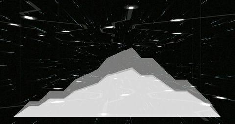 Layered Mountain Silhouette in Digital Data Tunnel