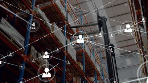 Warehouse with Digital Connections Network Overlay