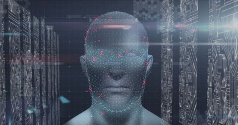 Digital Head Interface with Data Processing and Hologram Effect - Download Free Stock Images Pikwizard.com