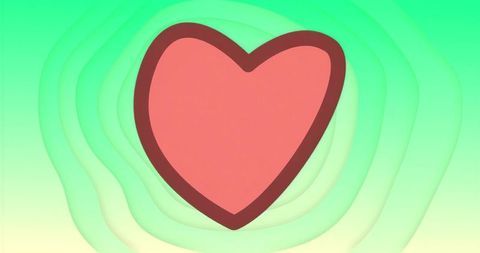 Stylized red heart over green contours with gradient effect