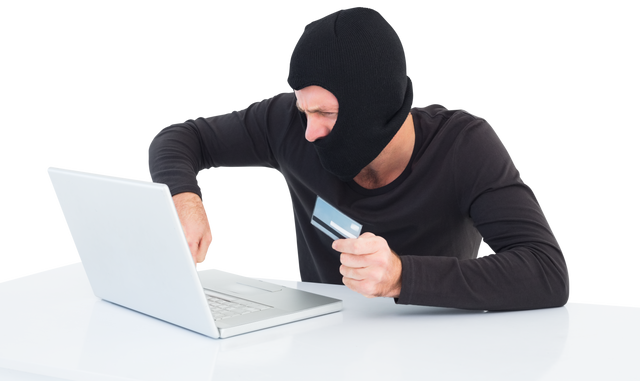 Transparent Image of Masked Hacker Stealing Credit Card Information - Download Free Stock Videos Pikwizard.com