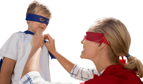mother and child in superhero costumes on transparent background - Download Free Stock Videos Pikwizard.com