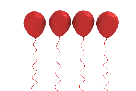 four red balloons with ribbons on transparent background celebratory graphic - Download Free Stock Videos Pikwizard.com