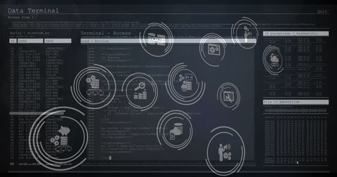 Digital Data Interface with Tech and Business Icons - Download Free Stock Images Pikwizard.com