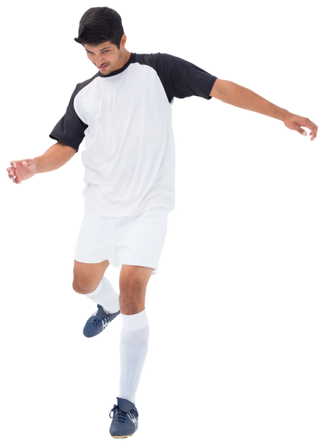 Focused Latino Football Player Kicking Ball Isolated PNG - Download Free Stock Videos Pikwizard.com