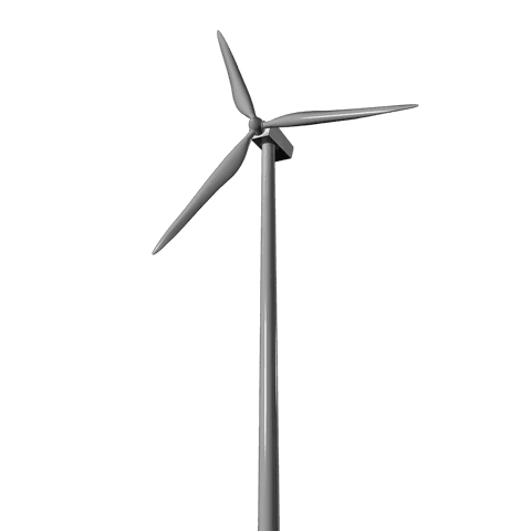 Transparent digital illustration of wind turbine and ecology concept