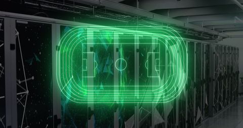 Digital Soccer Field Overlay in Modern Server Room - Download Free Stock Images Pikwizard.com